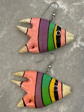 Handmade Tropical Fish Earrings Colorful Boho Statement Dangle Earrings